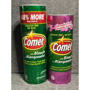 Lot of 2 Comet Cleaner w/ Bleach Powder 21 oz Lavender Fresh 21 oz Scratch-Free
